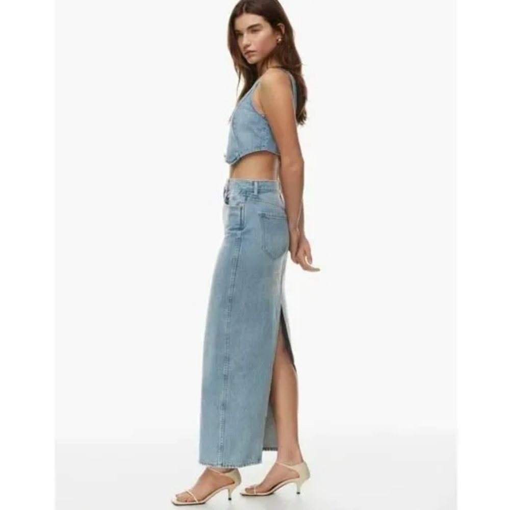 Aritzia Denim Forum The 90's Hi-Rise Pencil Maxi Jean Skirt